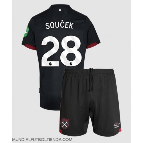 Camiseta West Ham United Tomas Soucek #28 Segunda Equipación Replica 2024-25 para niños mangas cortas (+ Pantalones cortos)